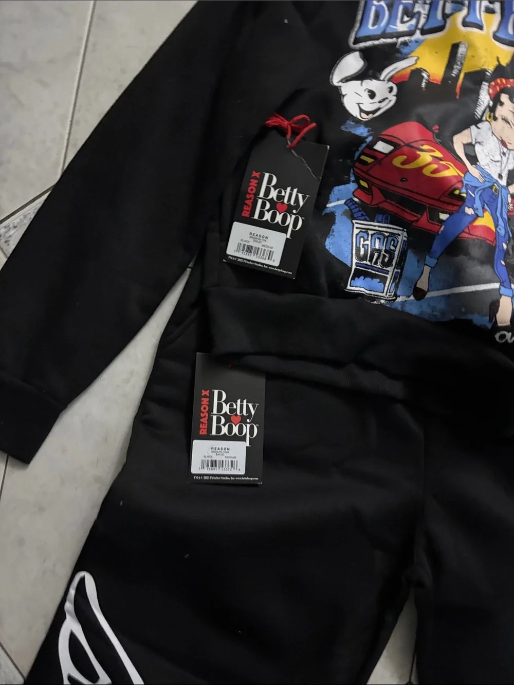 Betty Boop Black Kids Graphic Sweatpants - Multicolor Prints